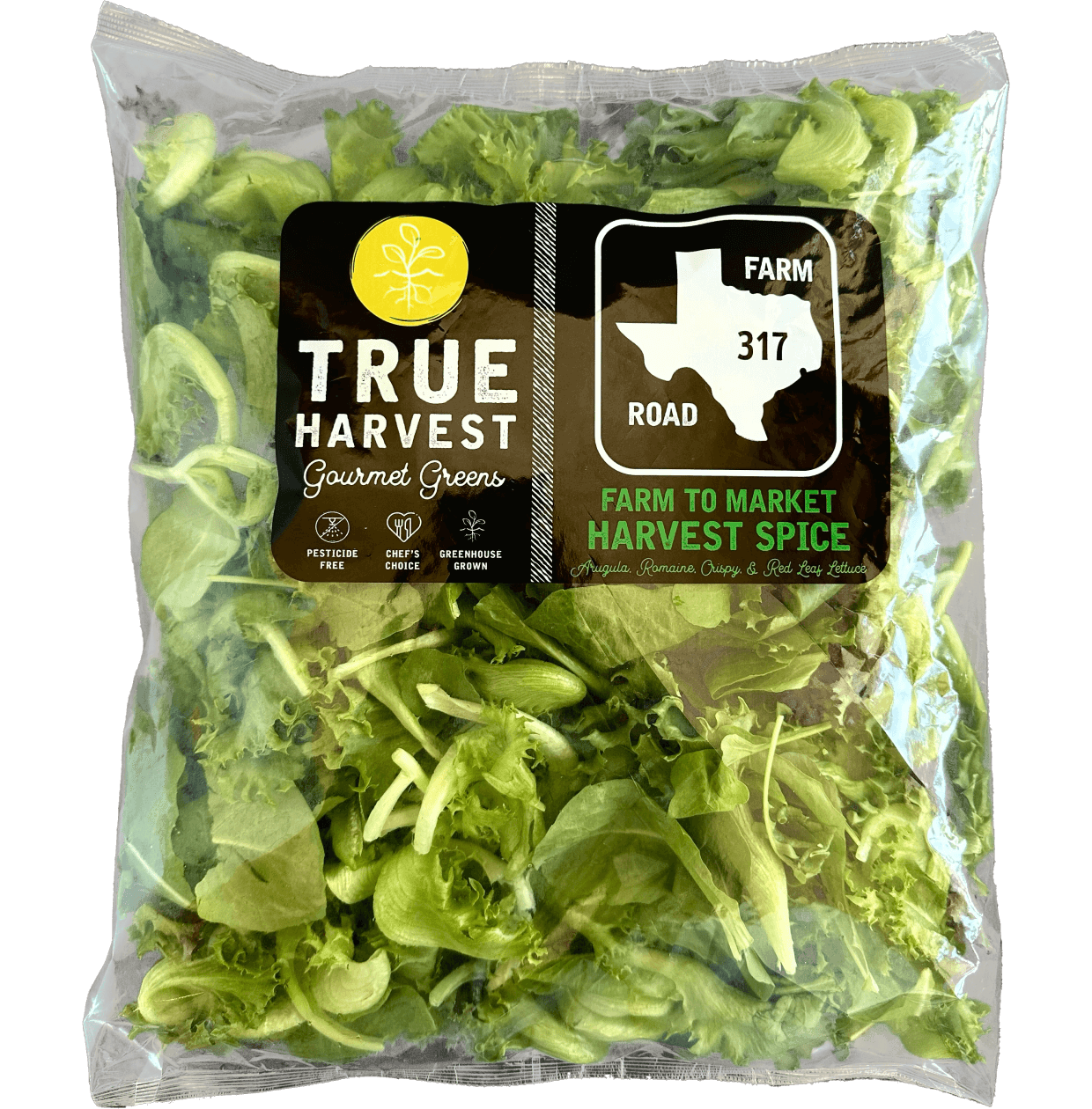 TrueHarvest Farms gourmet greens farm to market Harvest Spice bagged lettuce