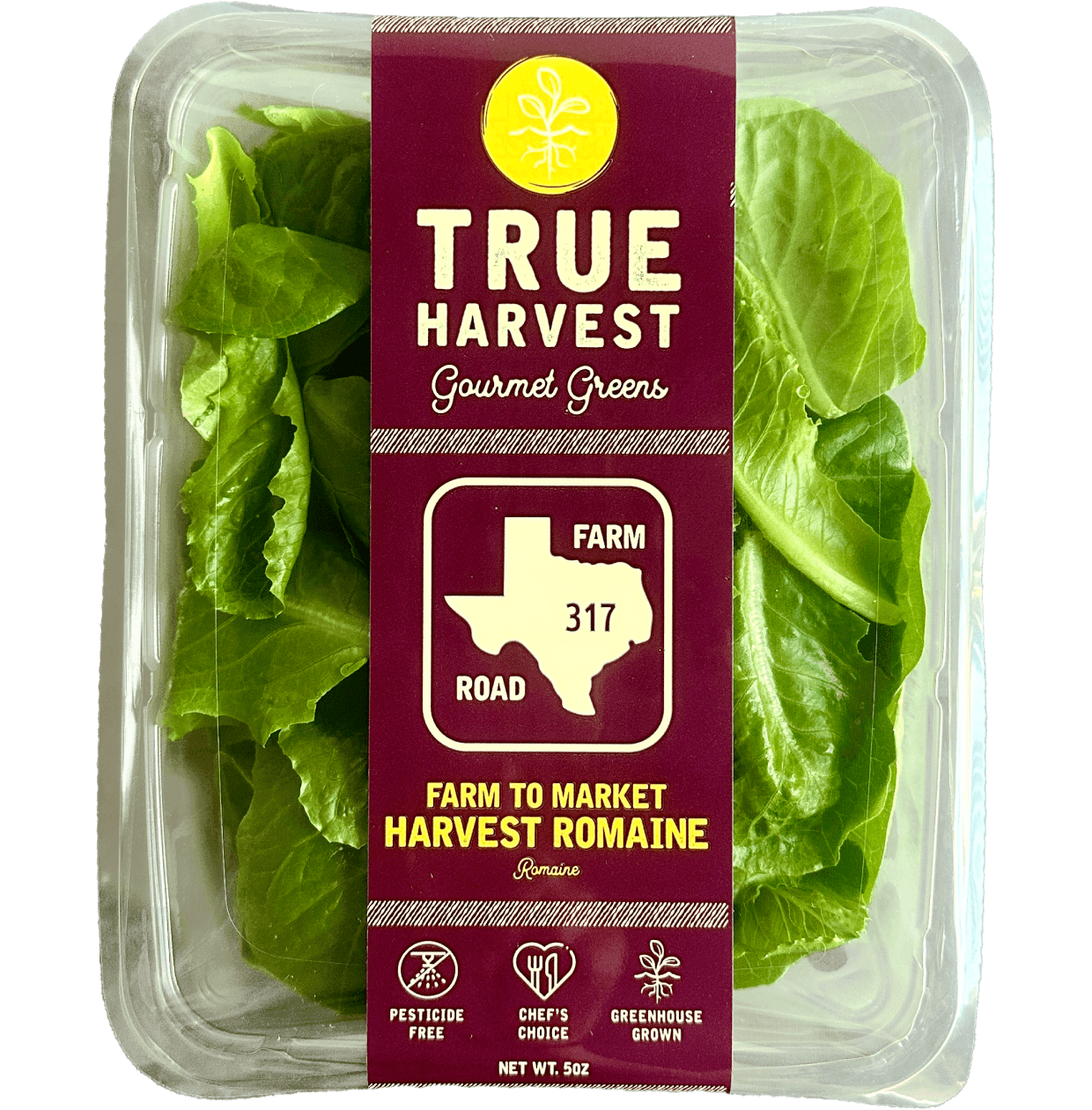 TrueHarvest Farms gourmet greens farm to market Harvest Romaine clamshell packaging